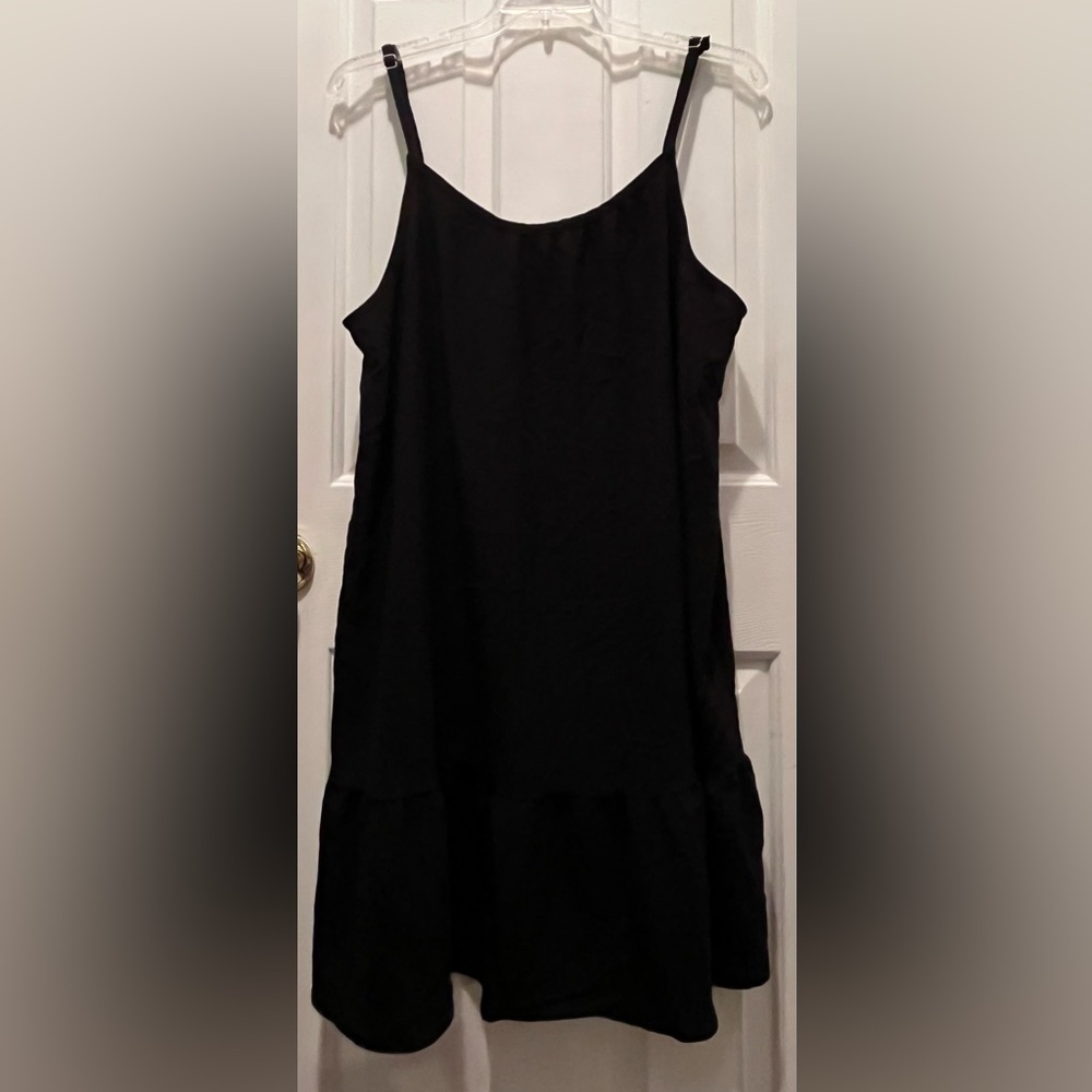 Women's Sleeveless Cover Up Midi Cami Dress Black Size 22W adjustable straps
